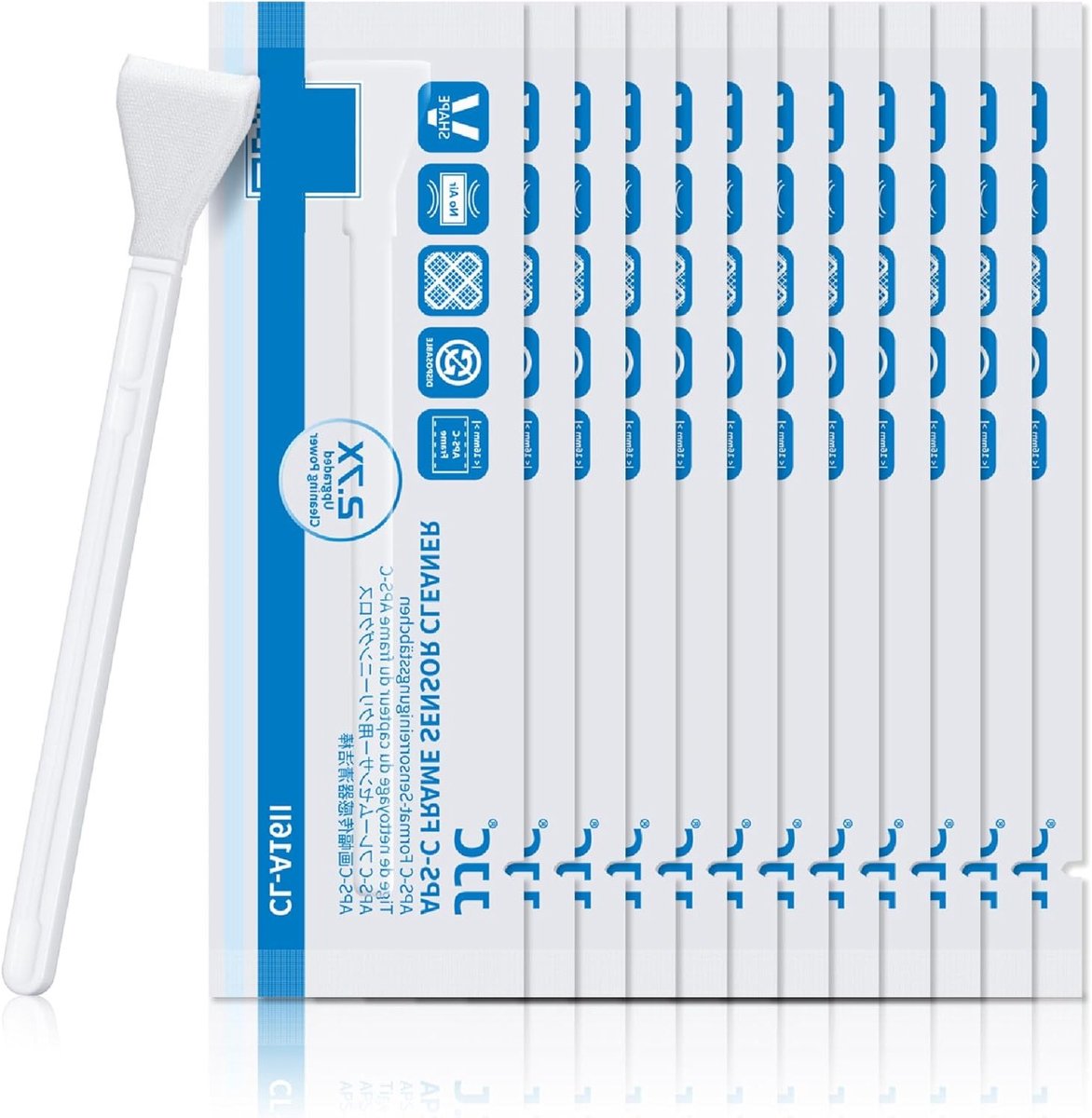 Complete Reinigingsset voor Digitale Camera Sensoren - 12 Stuks, 16mm Swabs voor DSLR en Spiegelloze Camera's, Geschikt voor APS-C, CCD en CMOS Sensortechnologie