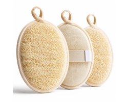 BOTC Natuurlijke Loofahspons - Loofah - Body Scrub Pad - Set van 3 stuks - 100% Natuurlijk - Plantaardig