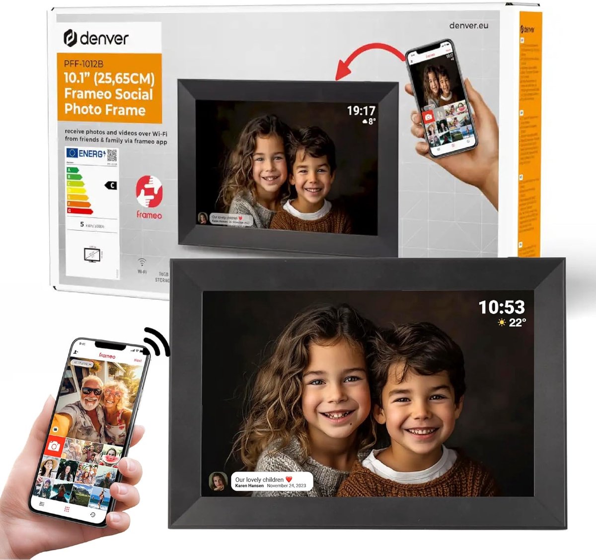 Digitale Fotolijst - Wifi Fotolijst - Herinneringen Delen - HD IPS Touchscreen - 10.1 Inch - Zwart