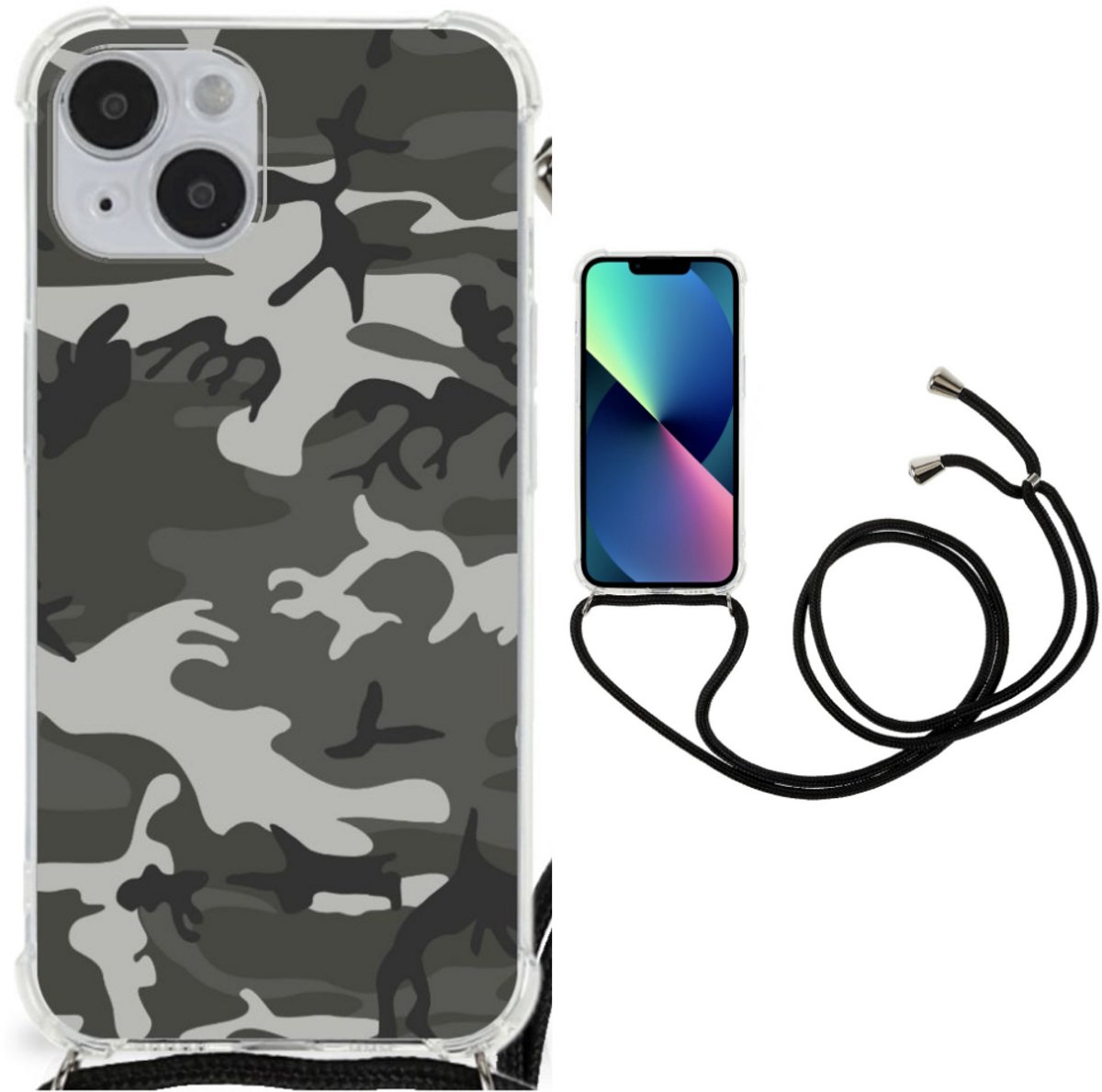 iPhone 14 Plus Doorzichtige Silicone Hoesje Army Light