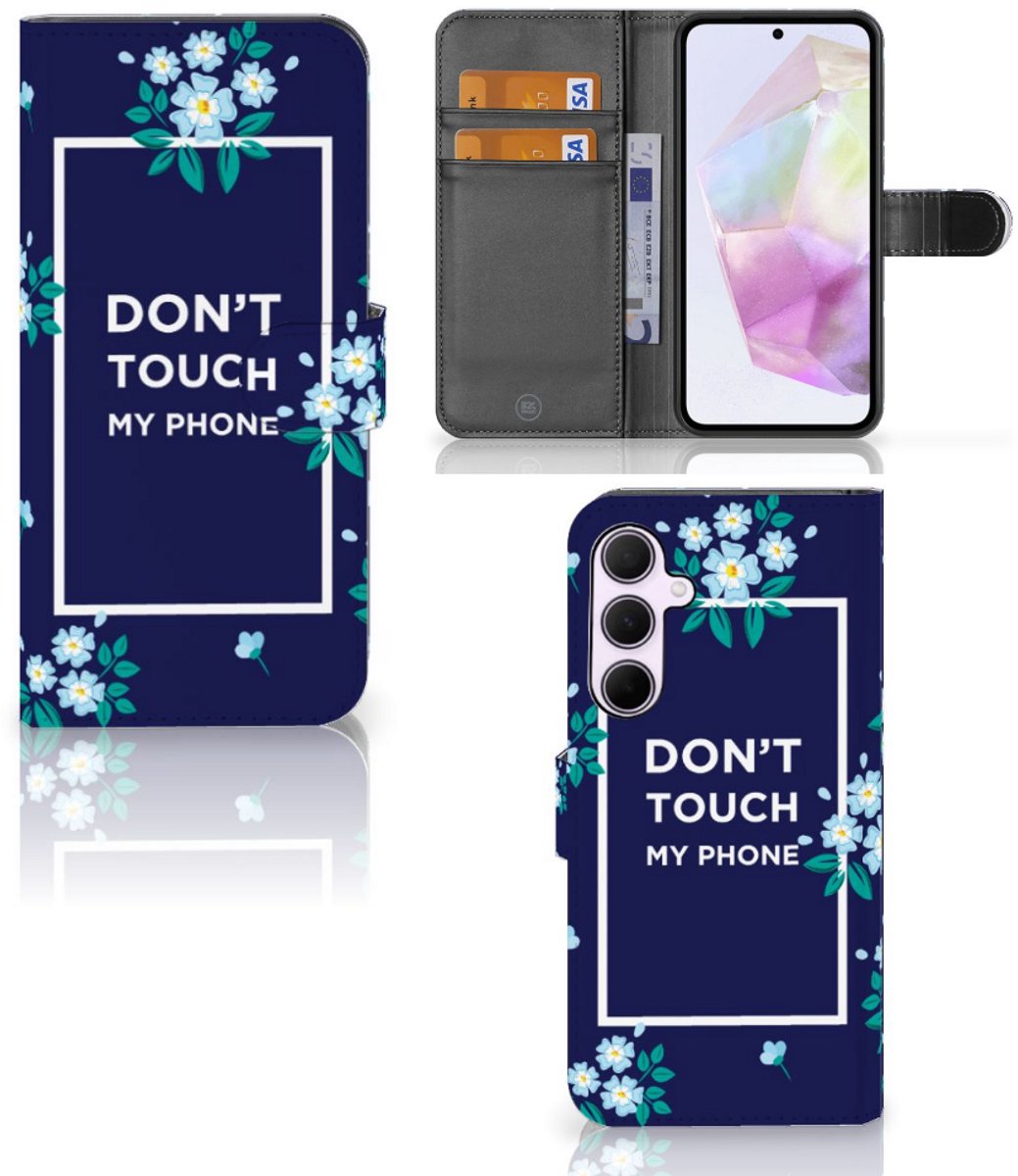 Samsung Galaxy A35 Portemonnee Hoesje Flowers Blue DTMP