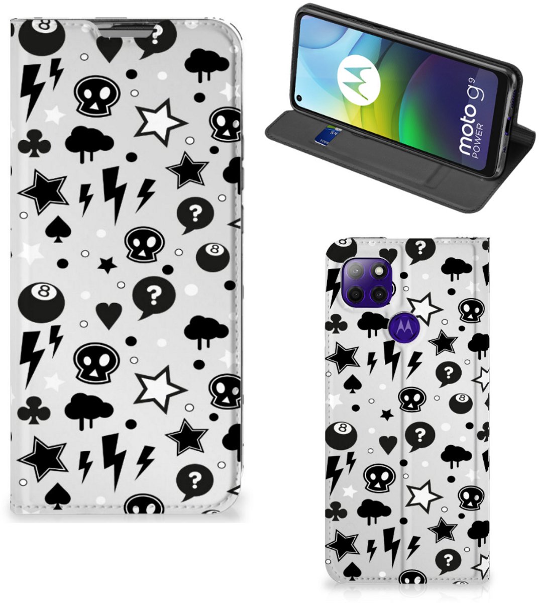 Mobiel BookCase Motorola Moto G9 Power Silver Punk