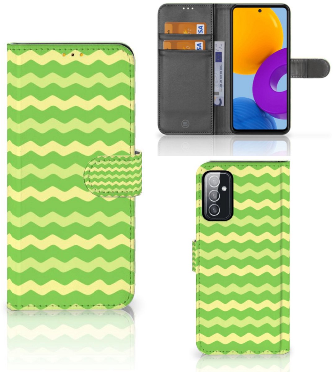 Book Case voor Samsung Galaxy M52 Telefoon Hoesje Waves Green