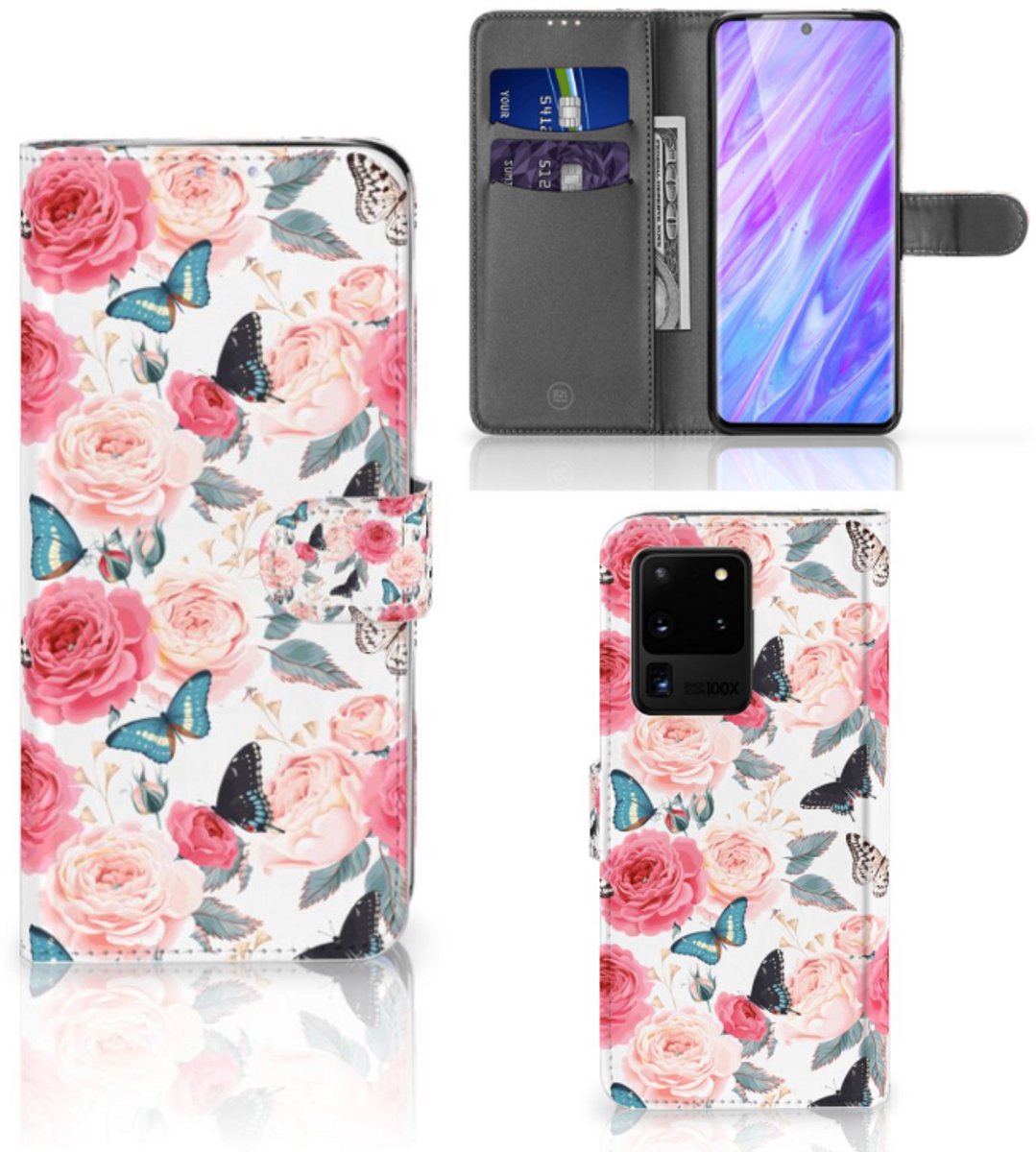Samsung Galaxy S20 Ultra Hoesje Butterfly Roses