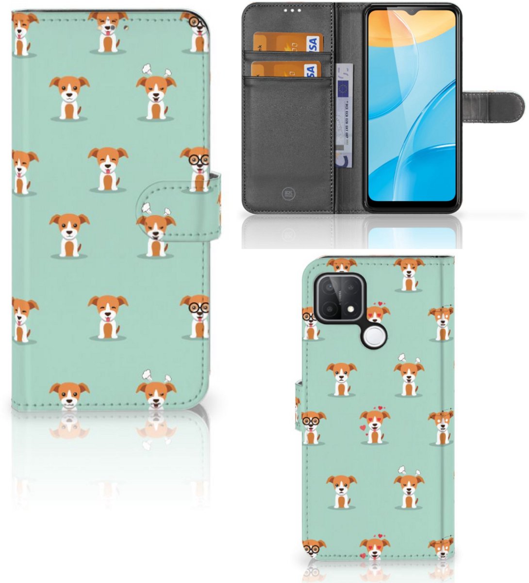 OPPO A15 Telefoonhoesje met Pasjes Pups