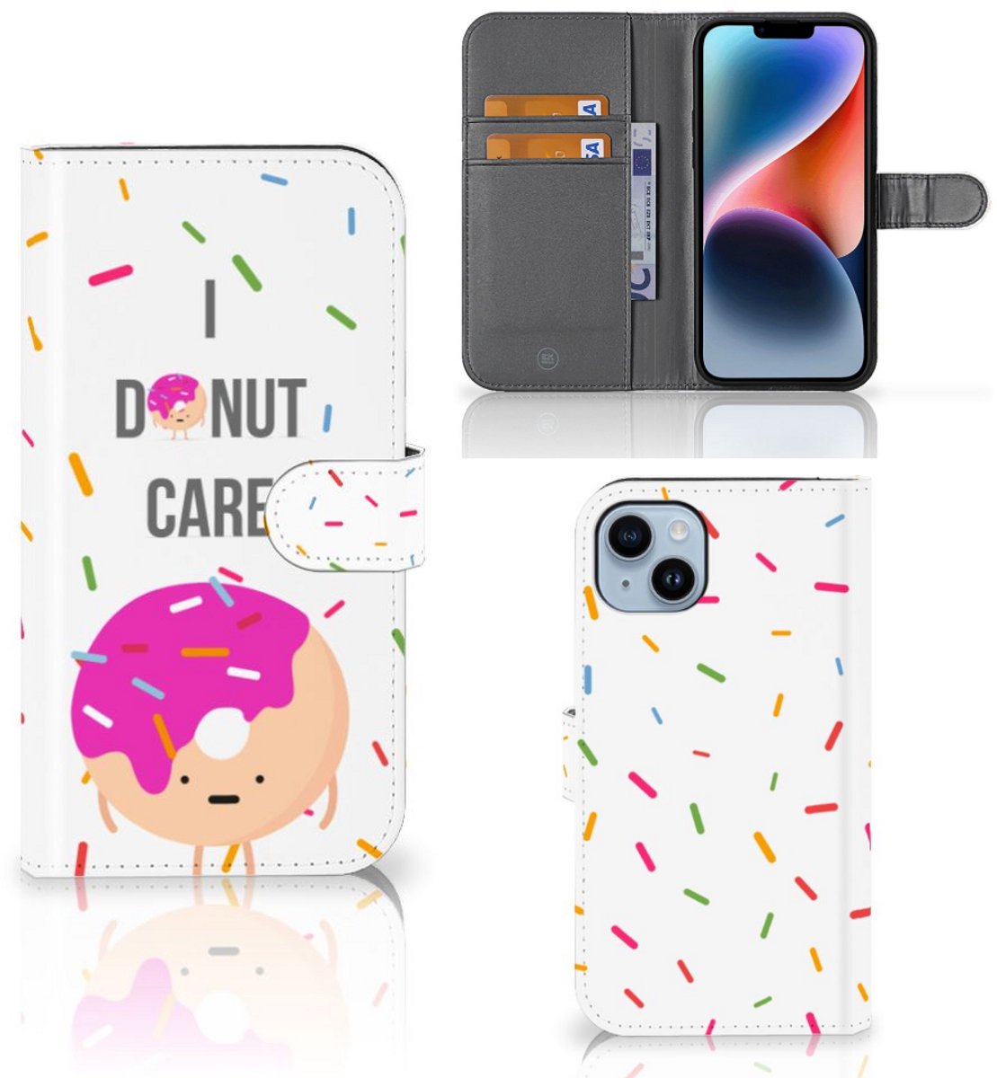 iPhone 15 Plus Book Cover Donut Roze