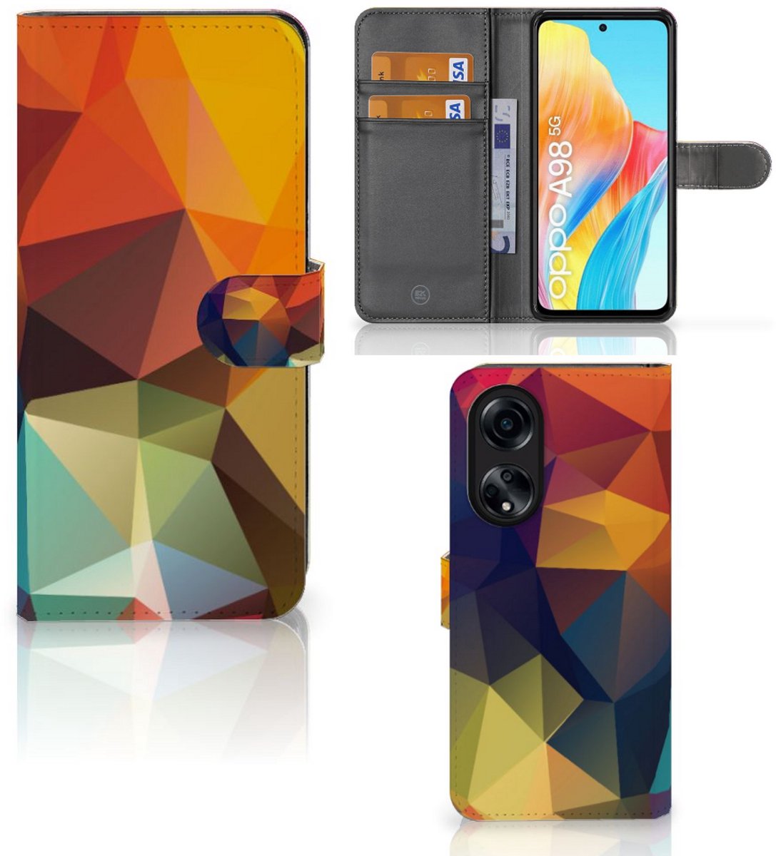 OPPO A98 5G Book Case Polygon Color