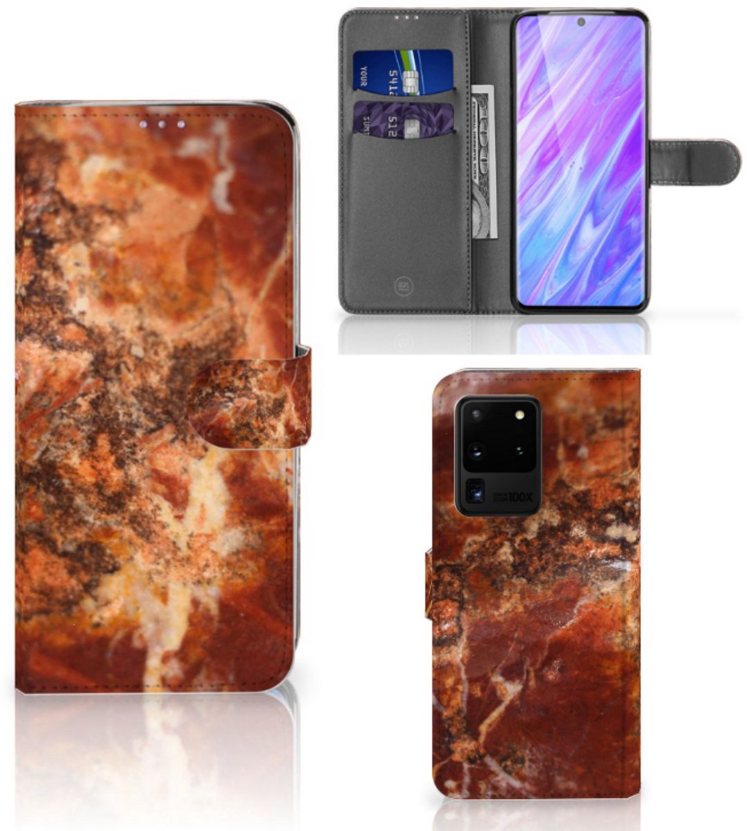Samsung Galaxy S20 Ultra Bookcase Marmer Bruin