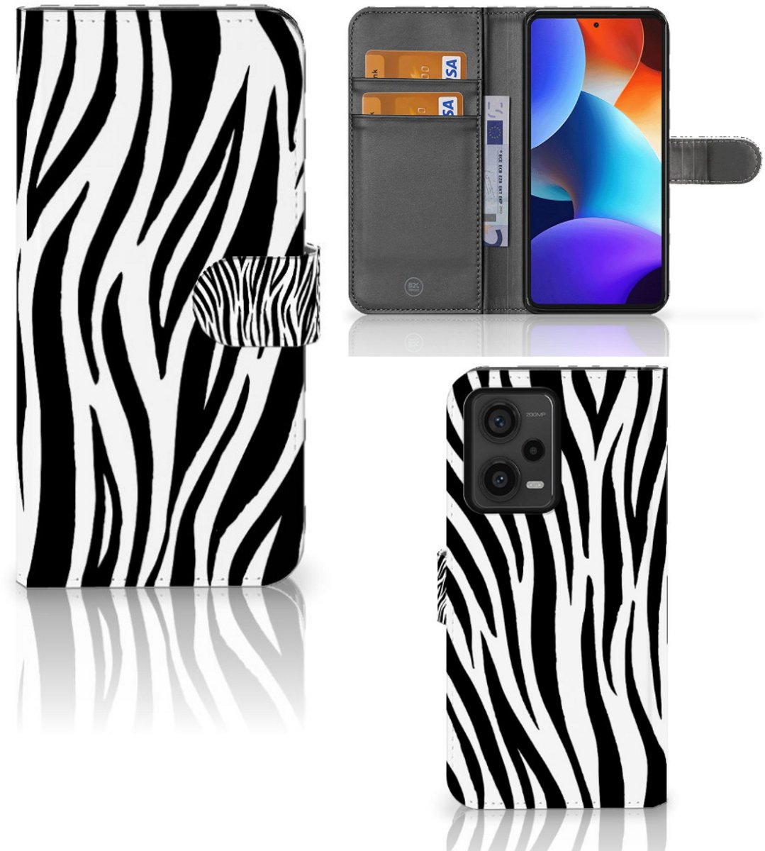 Book Case voor Xiaomi Redmi Note 12 Pro Plus Telefoonhoesje met Pasjes Zebra