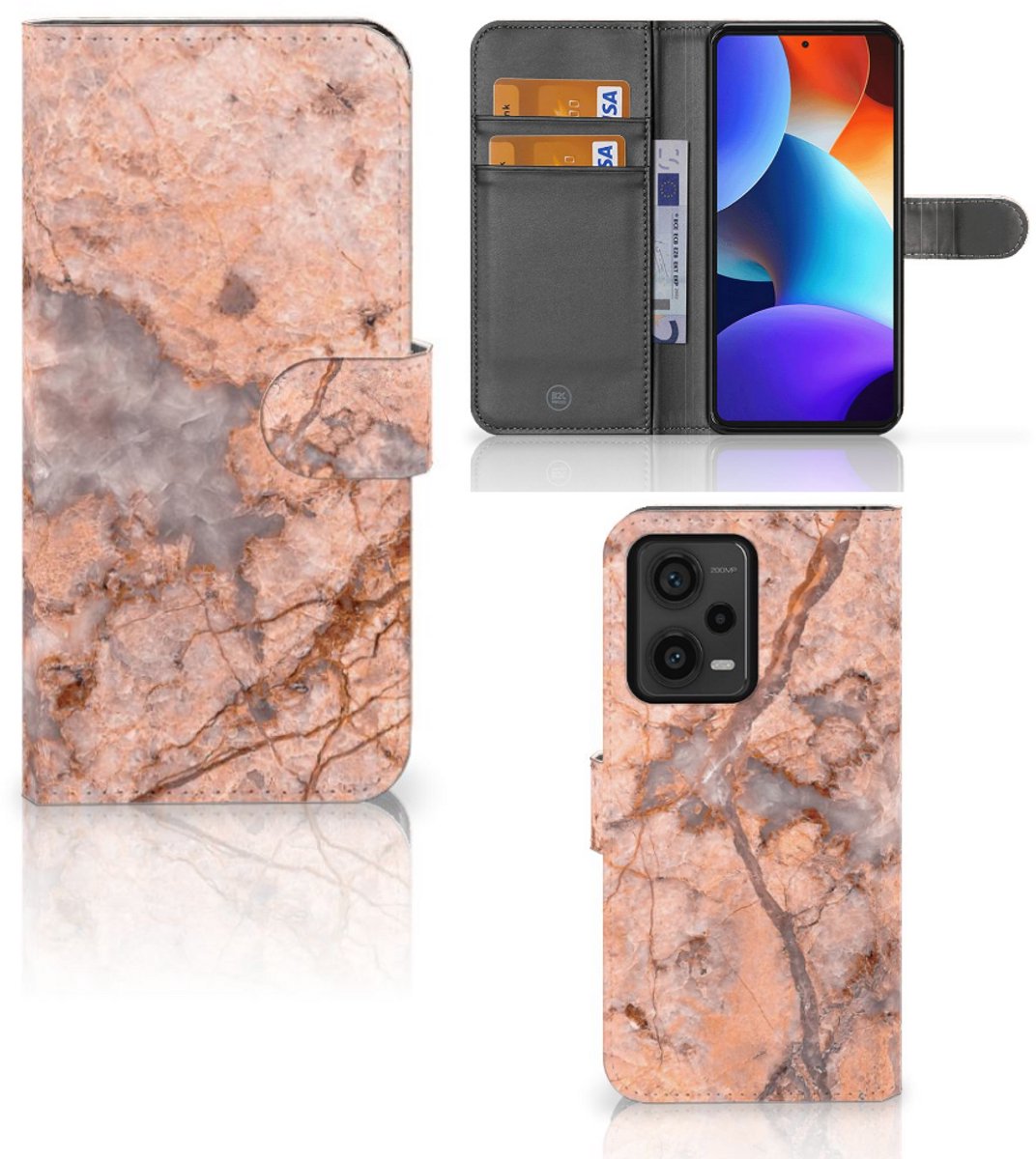 Xiaomi Redmi Note 12 Pro Plus Bookcase Marmer Oranje