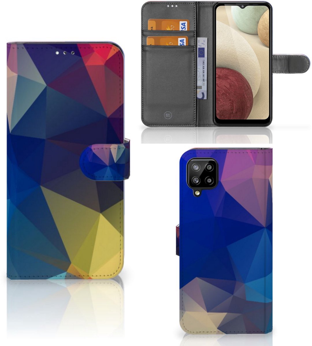 Samsung Galaxy A12 Book Case Polygon Dark