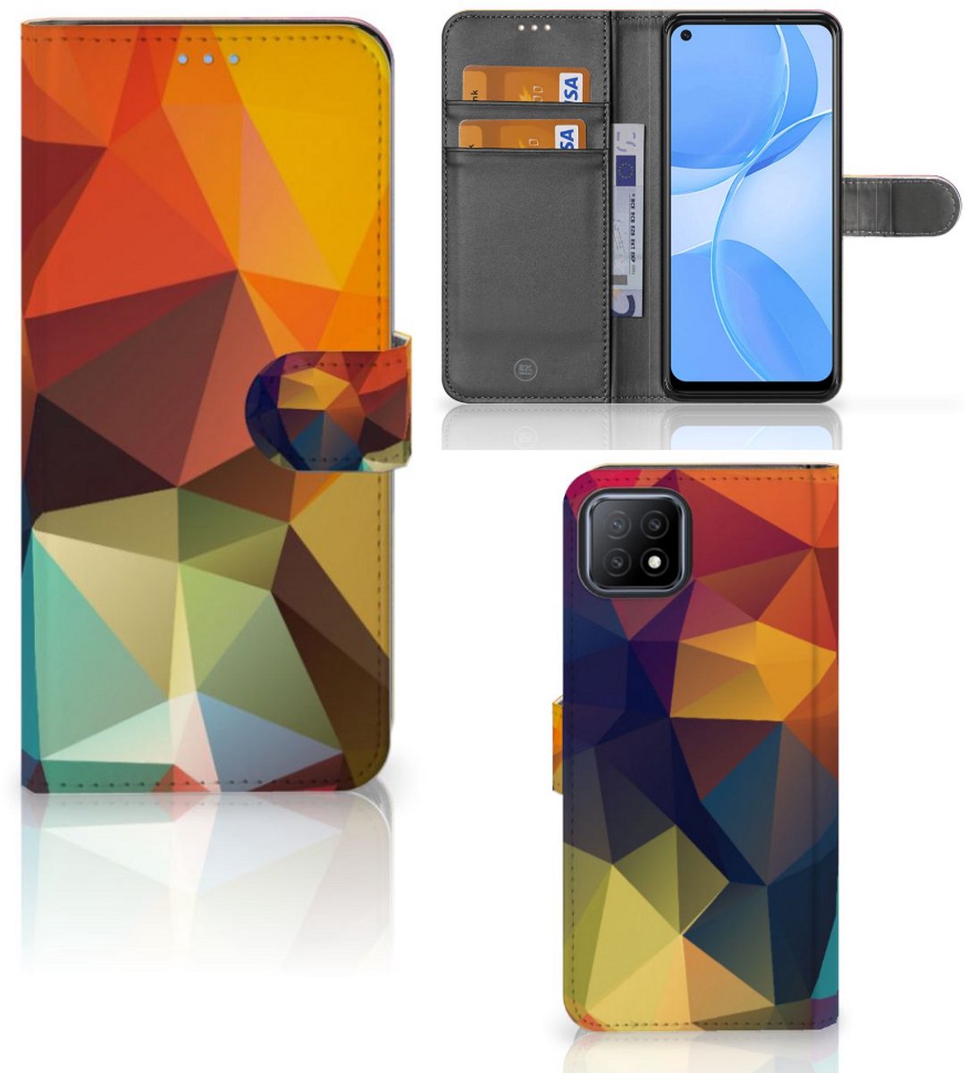 OPPO A73 5G Book Case Polygon Color