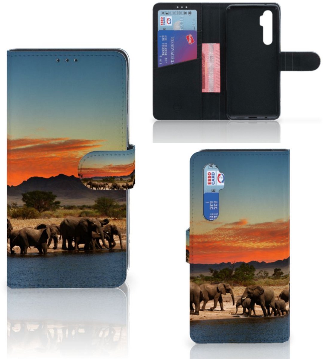 Xiaomi Mi Note 10 Lite Telefoonhoesje met Pasjes Olifanten