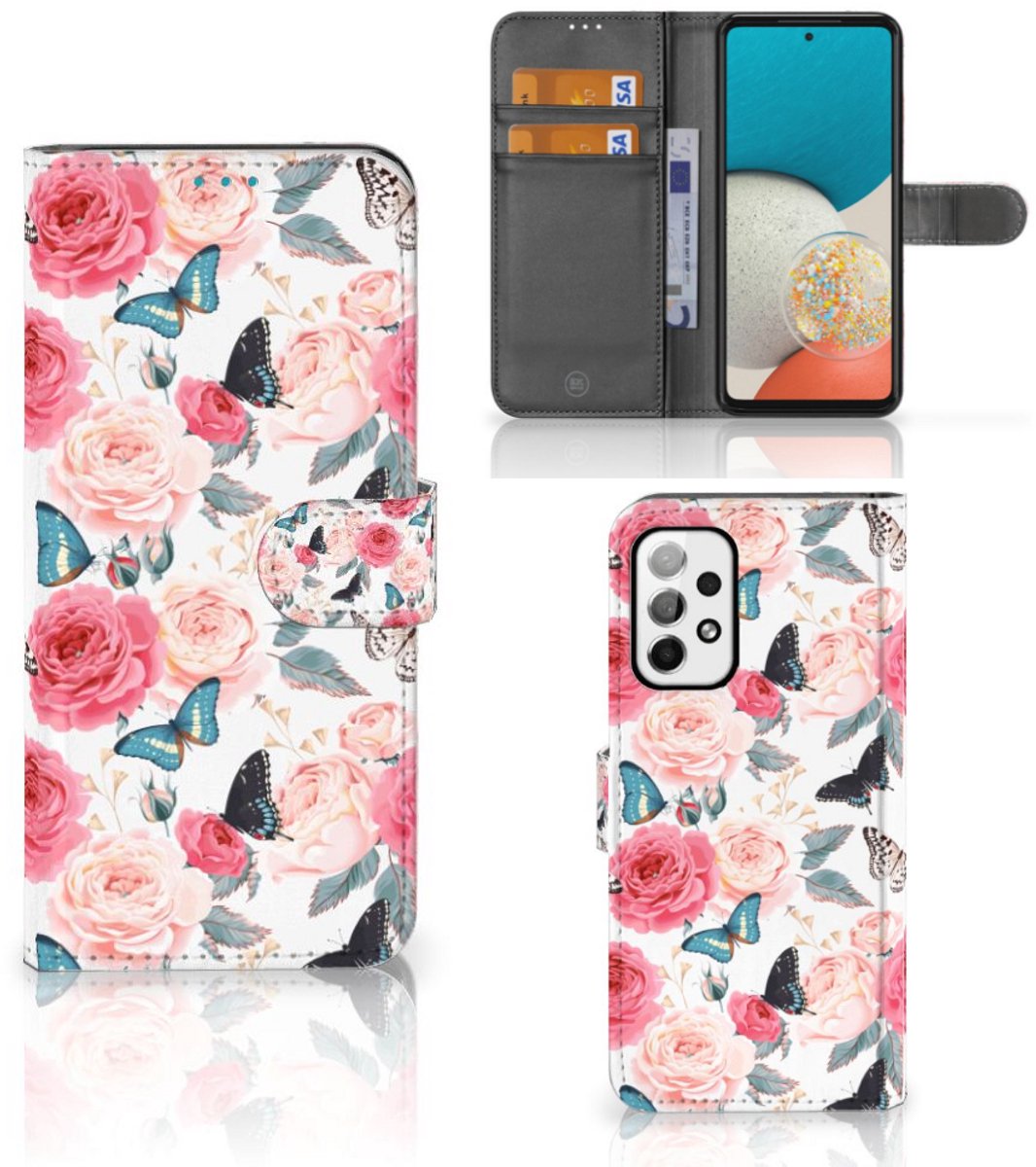 Samsung Galaxy A73 5G Hoesje Butterfly Roses