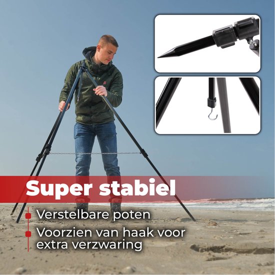 Ultimate XL Beach Pod - 3-Potige Strandsteun - 2 Hengels - Inclusief Draagtas van Merkloos — afbeelding 3