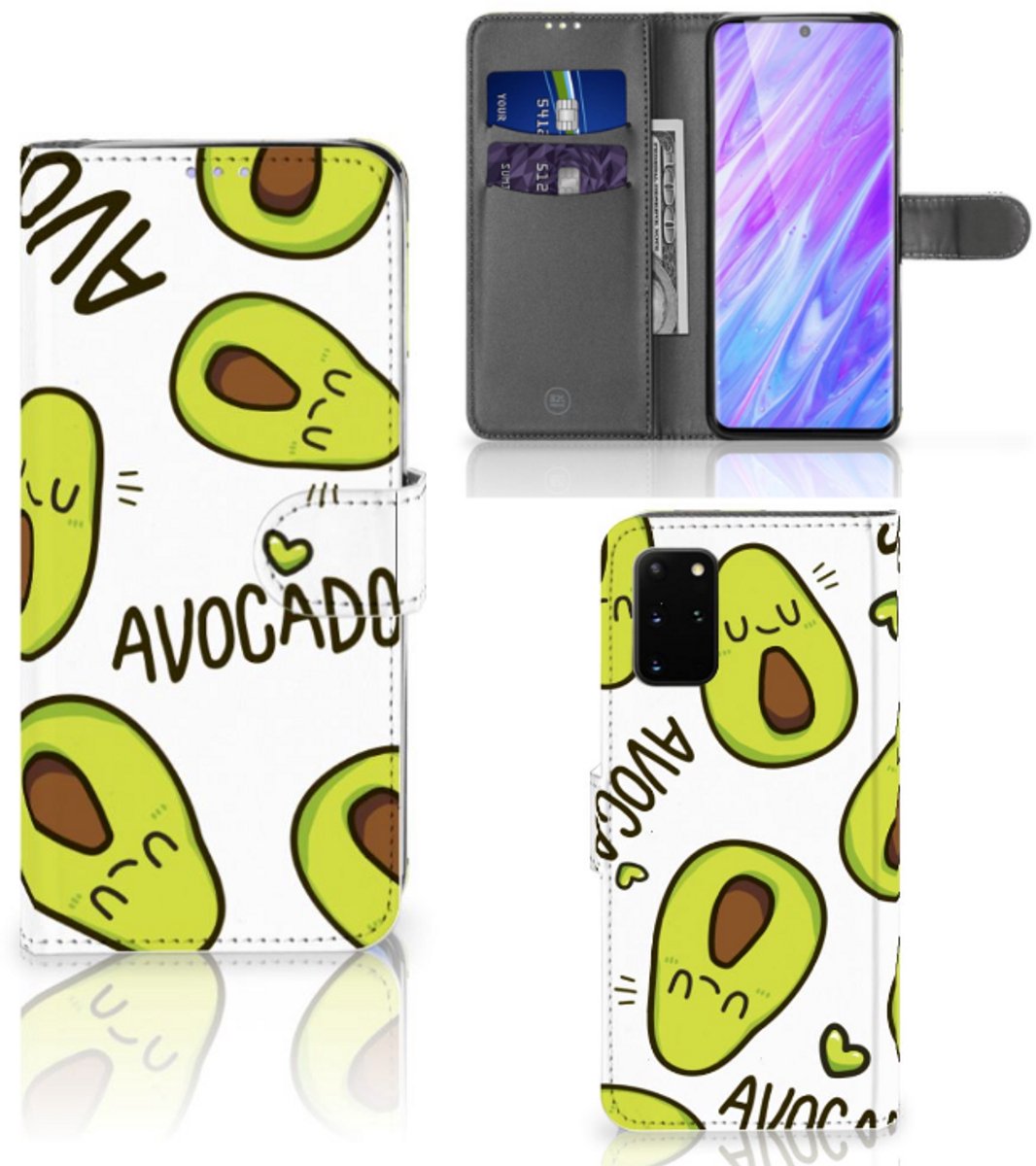 Book Case voor Samsung Galaxy S20 Plus Leuk Hoesje Avocado Singing