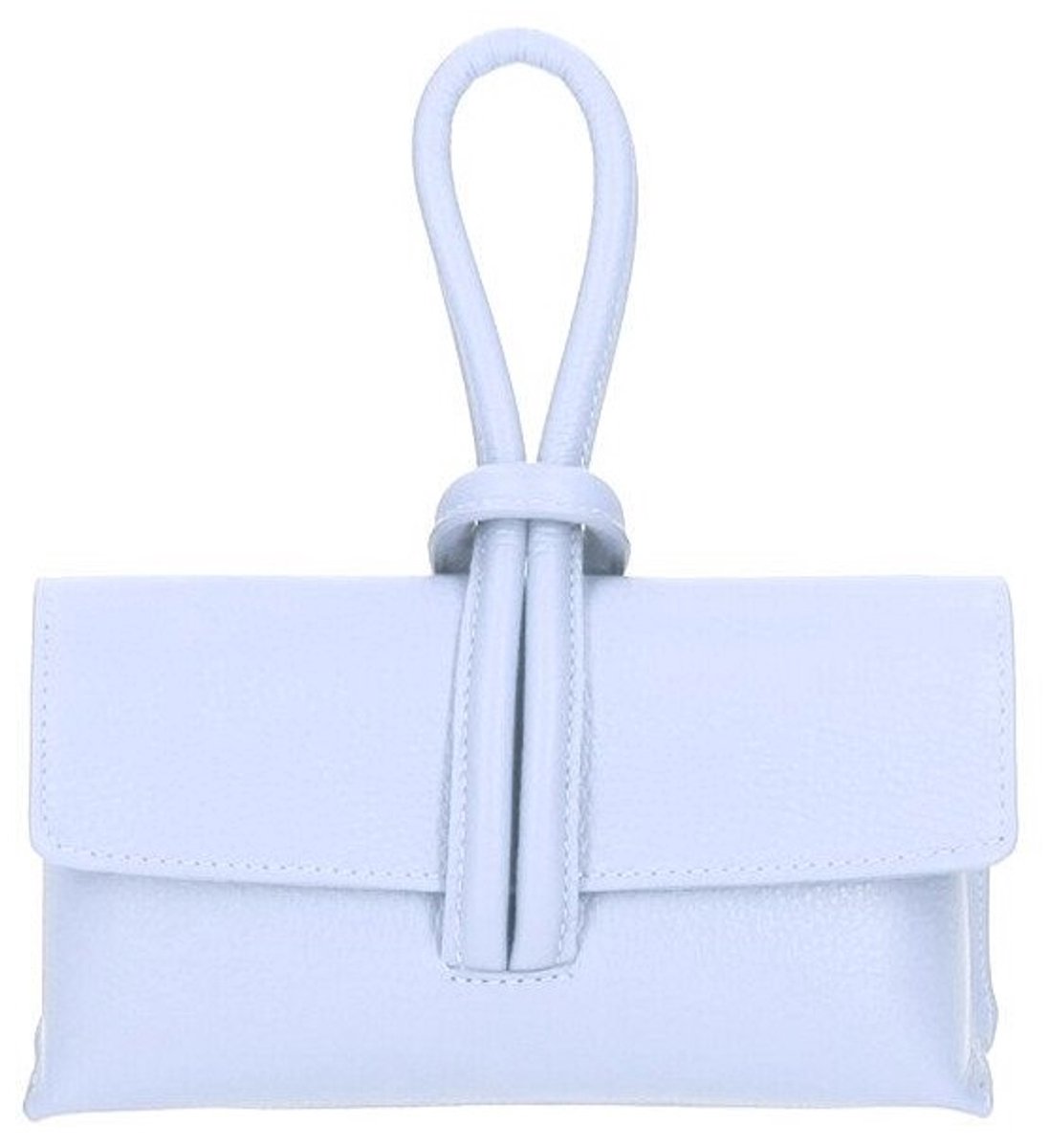 Lichtblauwe Leren Handtas - Met Lus Handvat - Extra Lang leren Hengsel - Trendy Handtassen Schoudertassen - Italiaans Leder - Lichtblauw - IJsblauw - Babyblauw