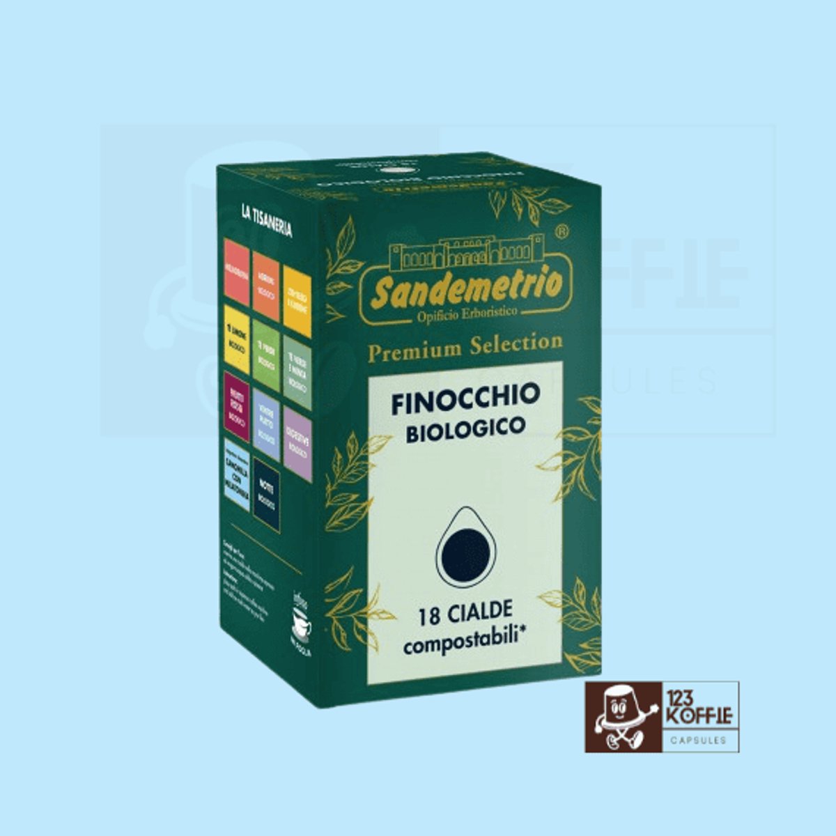 Sandemetrio Tisana al Finocchio Bio ESE 44 mm Pads | 18 x Biologische Venkel Infusie Pads