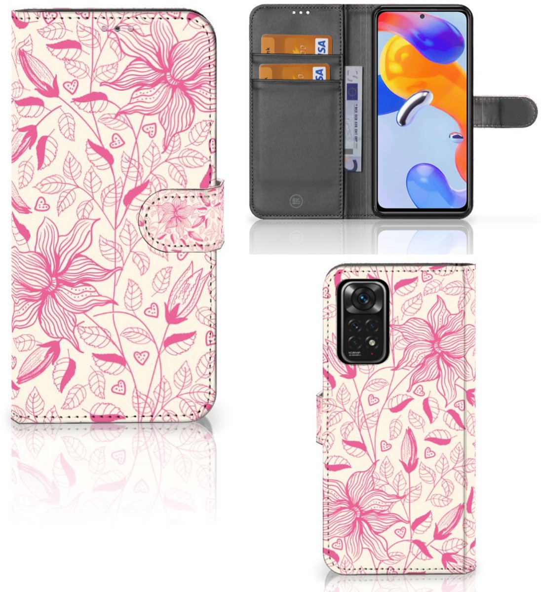 Xiaomi Redmi Note 11 Pro 5G/4G Hoesje Pink Flowers