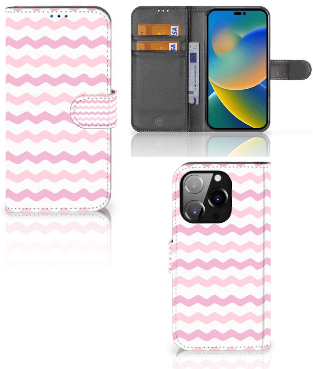 iPhone 14 Pro Telefoon Hoesje Waves Roze