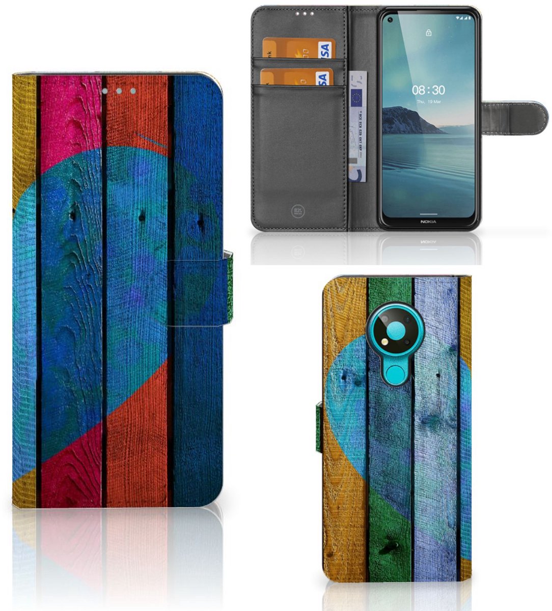 Nokia 3.4 Book Style Case Wood Heart - Cadeau voor je Vriend