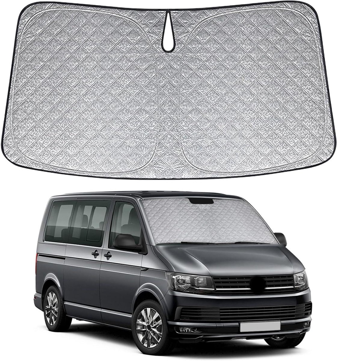 Zonnescherm voor de auto, vervanging voor VW T5 2003-2021, voorruit, zonwering binnen, opvouwbare parasol, auto, uv-bescherming, reflecterende stofbescherming, zonwerende folie, accessoires