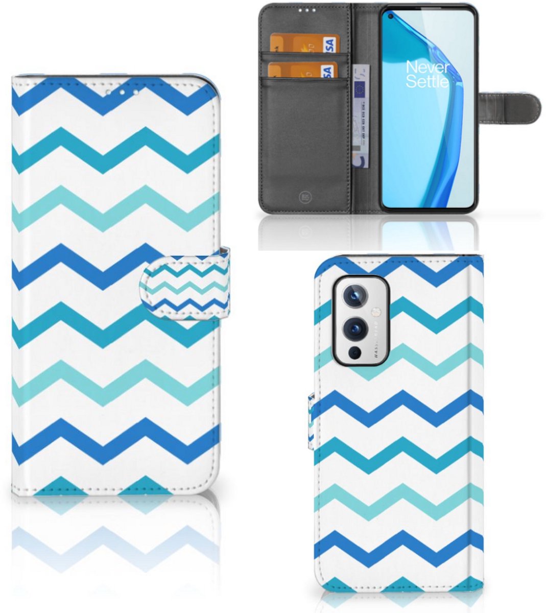 OnePlus 9 Telefoon Hoesje Zigzag Blauw