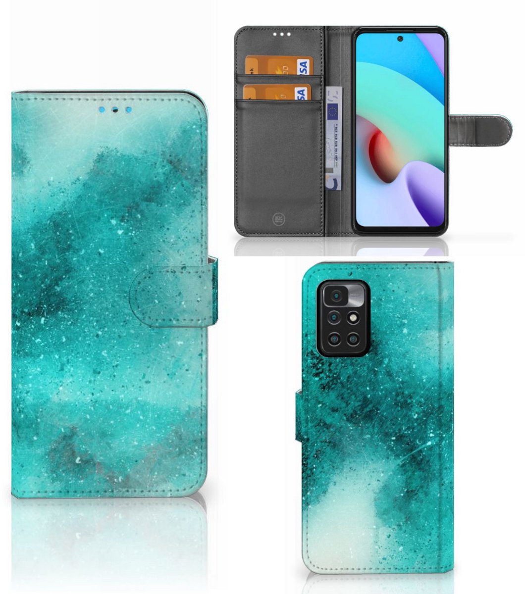 Book Case voor Hoesje Xiaomi Redmi 10 Painting Blue