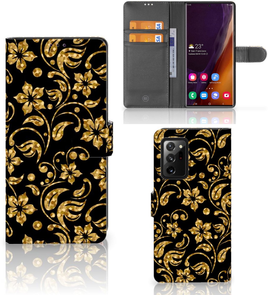 Samsung Galaxy Note20 Ultra Hoesje Gouden Bloemen