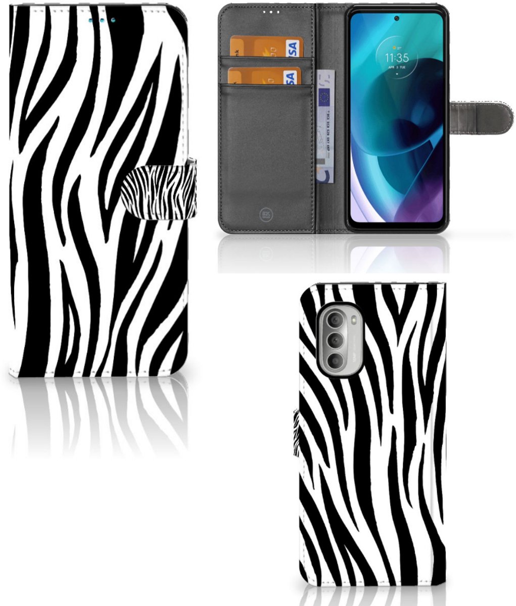 Motorola Moto G51 5G Telefoonhoesje met Pasjes Zebra