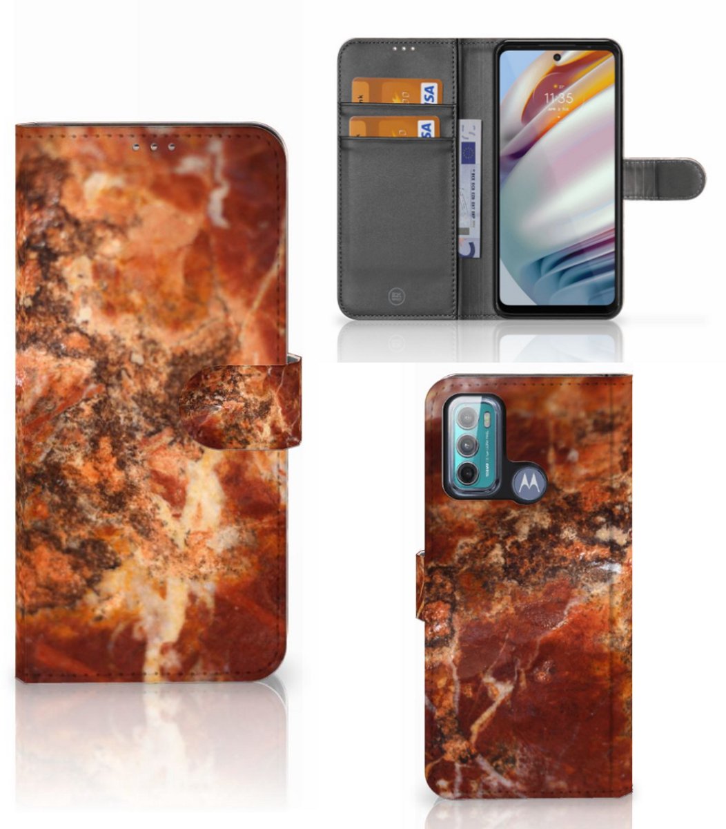 Motorola Moto G60 Bookcase Marmer Bruin