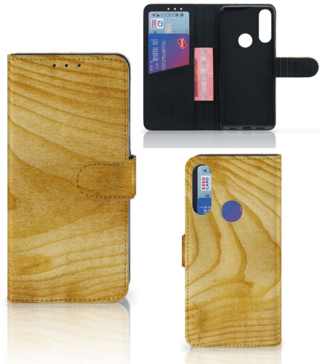 Alcatel 1S 2020 Book Style Case Licht Hout