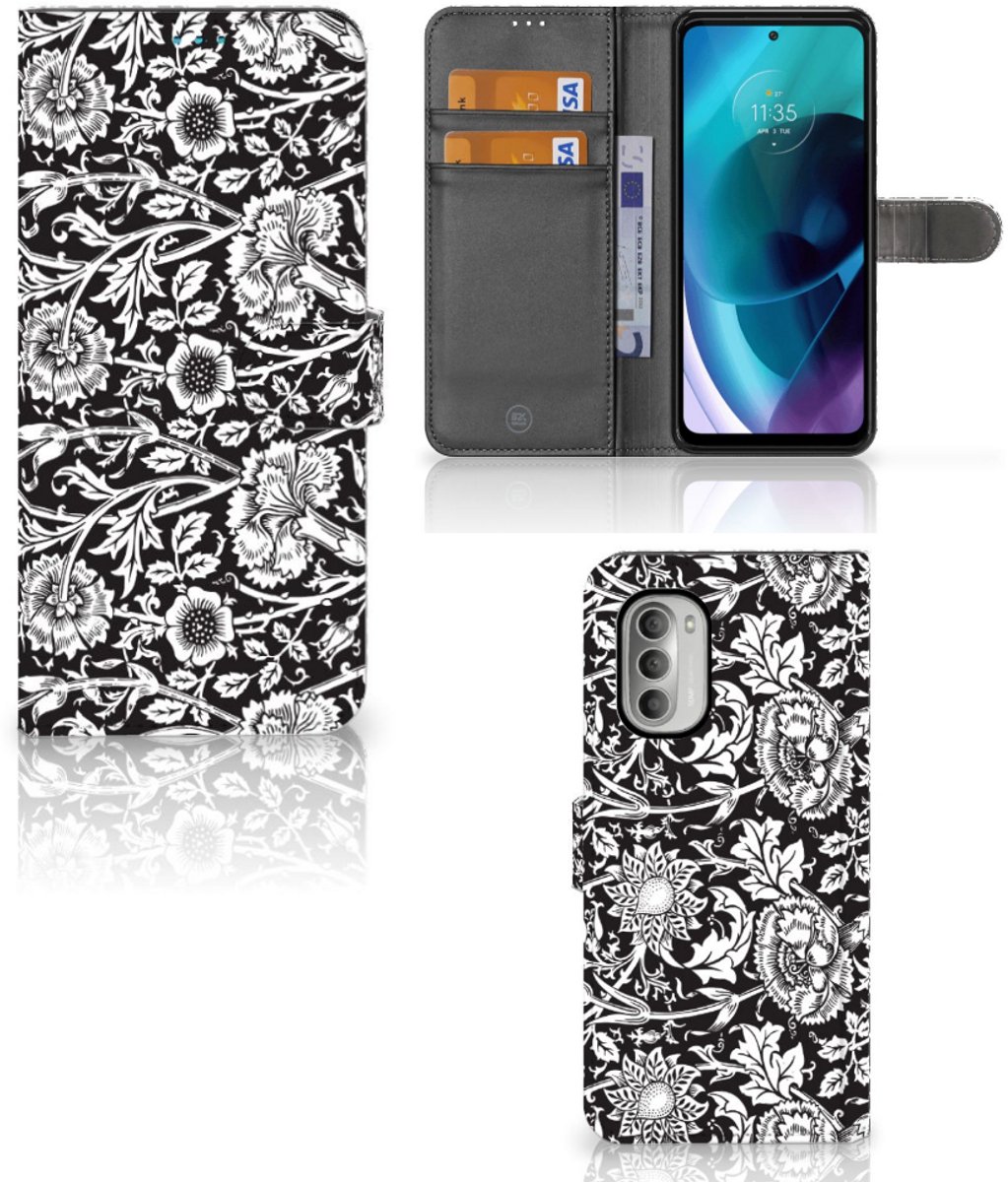 Motorola Moto G51 5G Hoesje Black Flowers