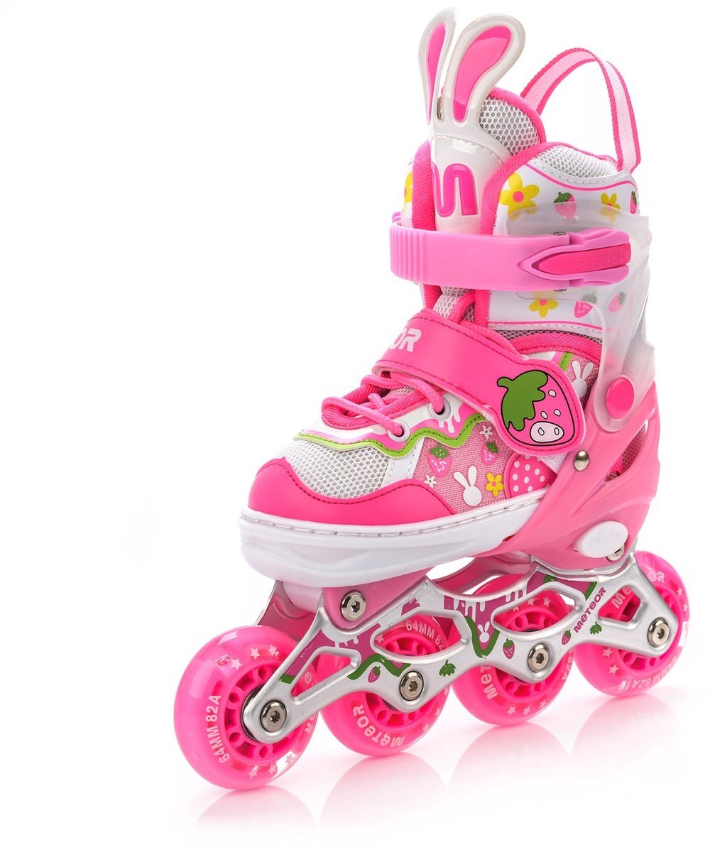 Meteor Bunny Inline Skates 4in1 XS 25-28 Skeelers met schaatsen en rolschaatsen Verstelbaar Roze