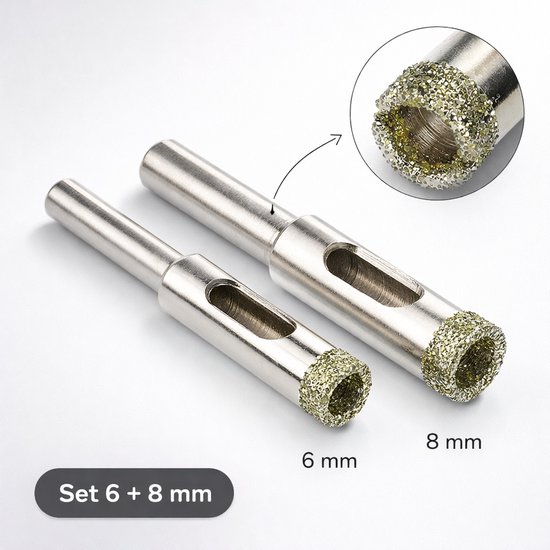 Diamant tegelboor set 6 + 8 mm (nat/droog, porselein & gres)