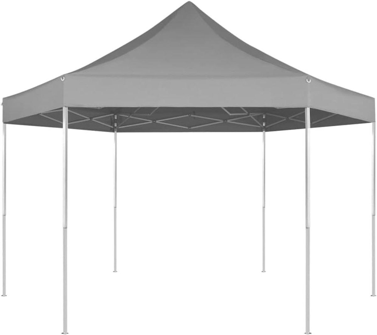 Partytent Zeshoekig - Prieel Tent - Feest Bescherming - Inklapbaar Frame - 3.6 x 3.1 m - Grijs