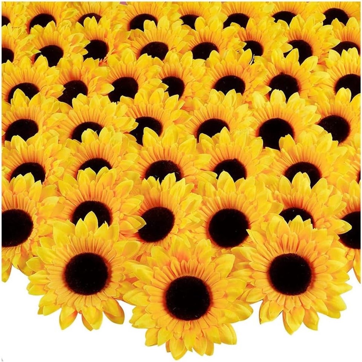 30 Stuks Kunstmatige Zonnebloem Hoofden voor DIY Decoratie, Bruiloften en Feestjes met Silk Flowers