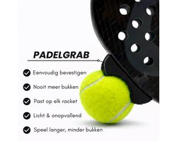 PadelGrab - Ballenraper – Accessoire – Nooit meer Bukken – Past op elk racket