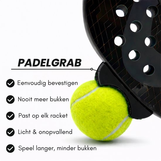 PadelGrab - Ballenraper – Accessoire – Nooit meer Bukken – Past op elk racket