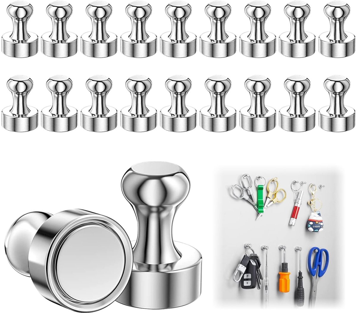 Allecto - - Sterke magneten - Neodymium magneten - Houdt tot 17 A4-vellen - Mini magneten - Voor fridges en whiteboards - Set van 18