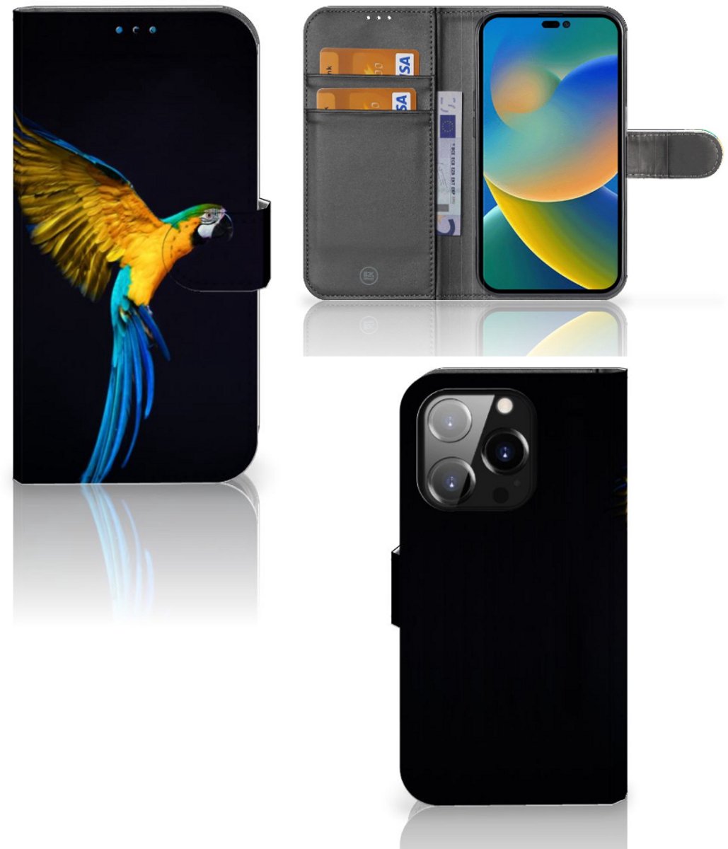 iPhone 14 Pro Telefoonhoesje met Pasjes Papegaai