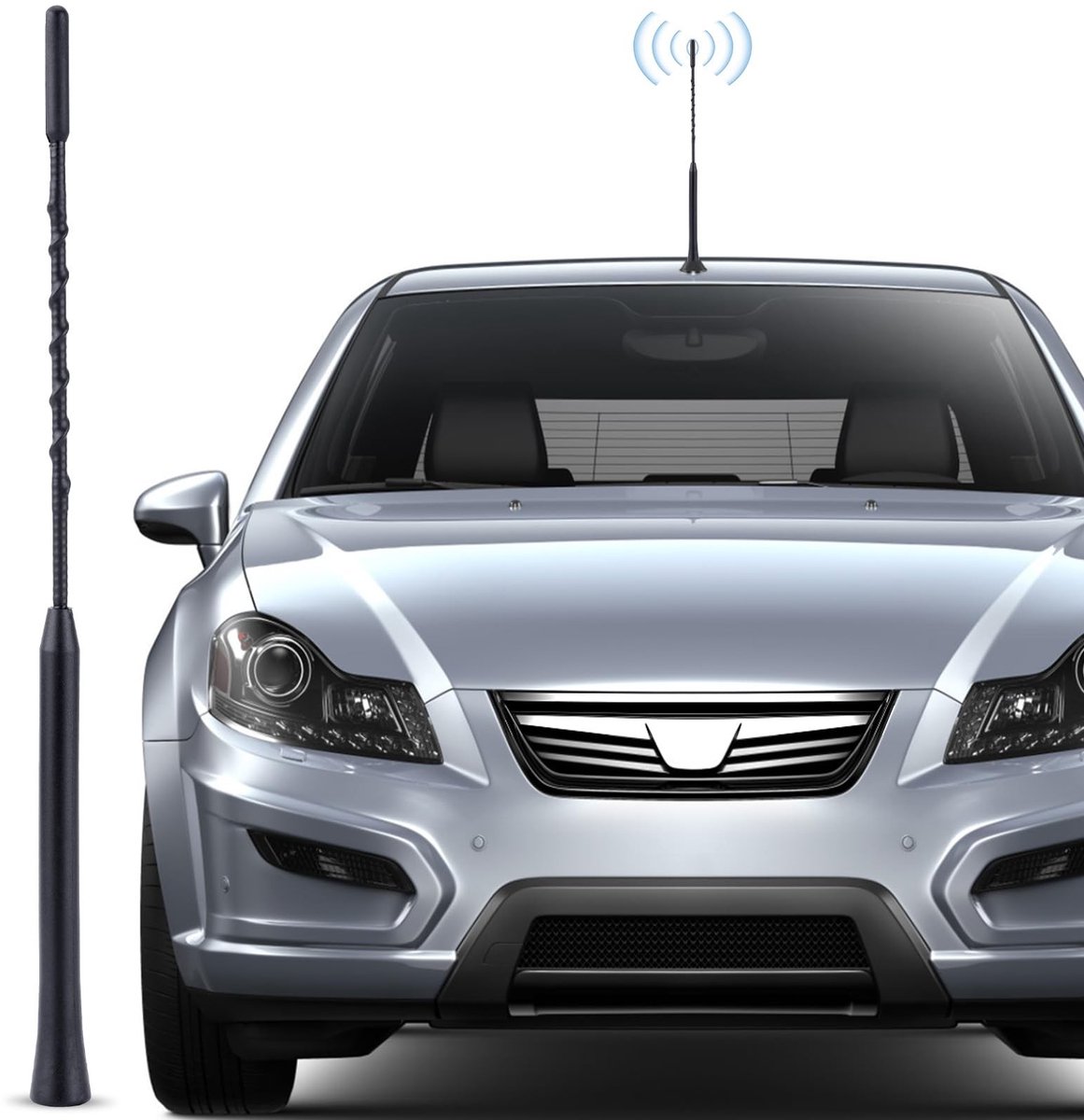 Cosensi - Short Car Antenna - Universieel - Korte antenne voor optimale ontvangst - Zwart - FM AM antenne - Geschikt voor voertuigen - Kleur zwart