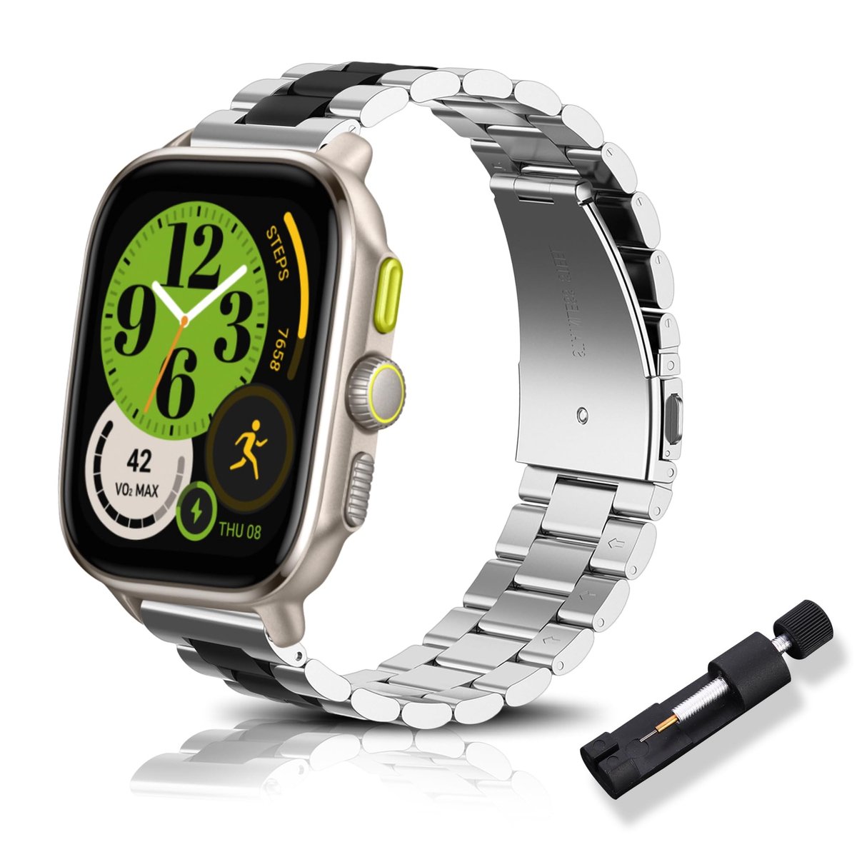 Cosensi - Vervangende Horlogeband - Elegante Polijsting - 20mm - Geschikt voor Amazfit 4-GTR Mini-Bip 3 Pro - Zilver