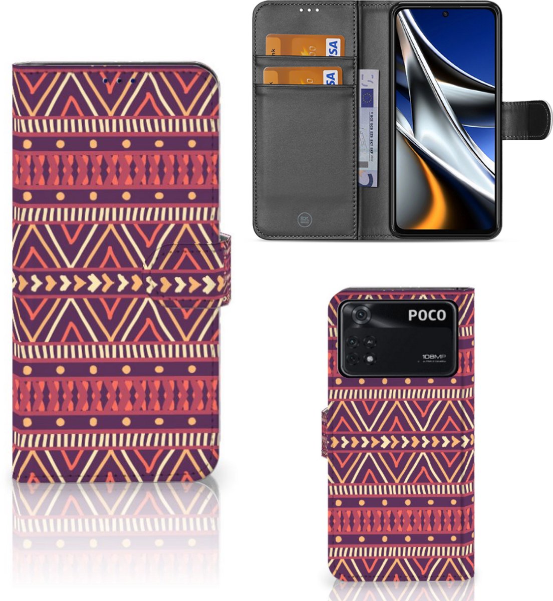 Xiaomi Poco X4 Pro 5G Telefoon Hoesje Aztec Paars