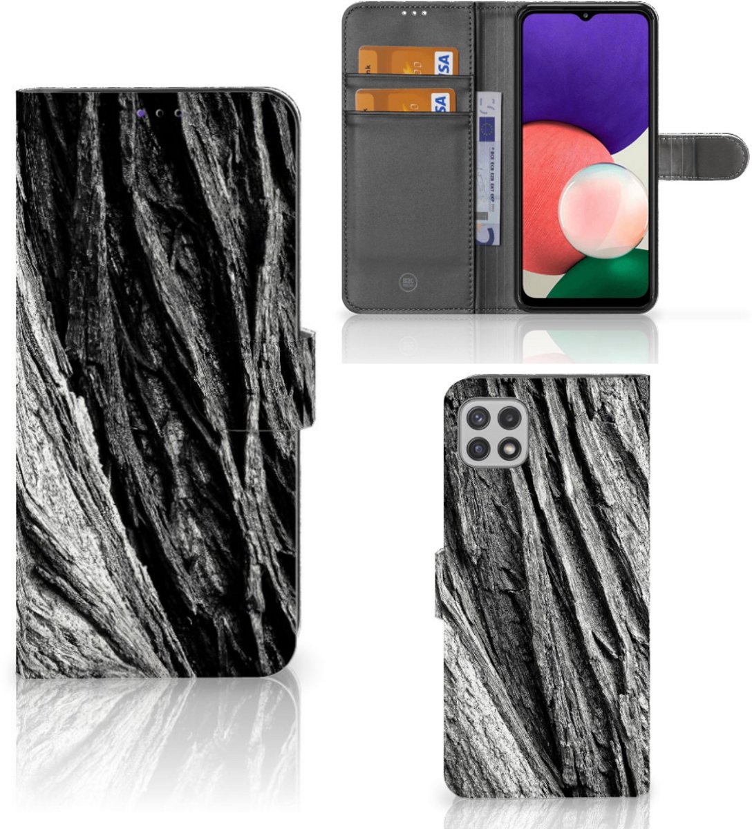 Book Style Case Samsung Galaxy A22 5G Boomschors Grijs
