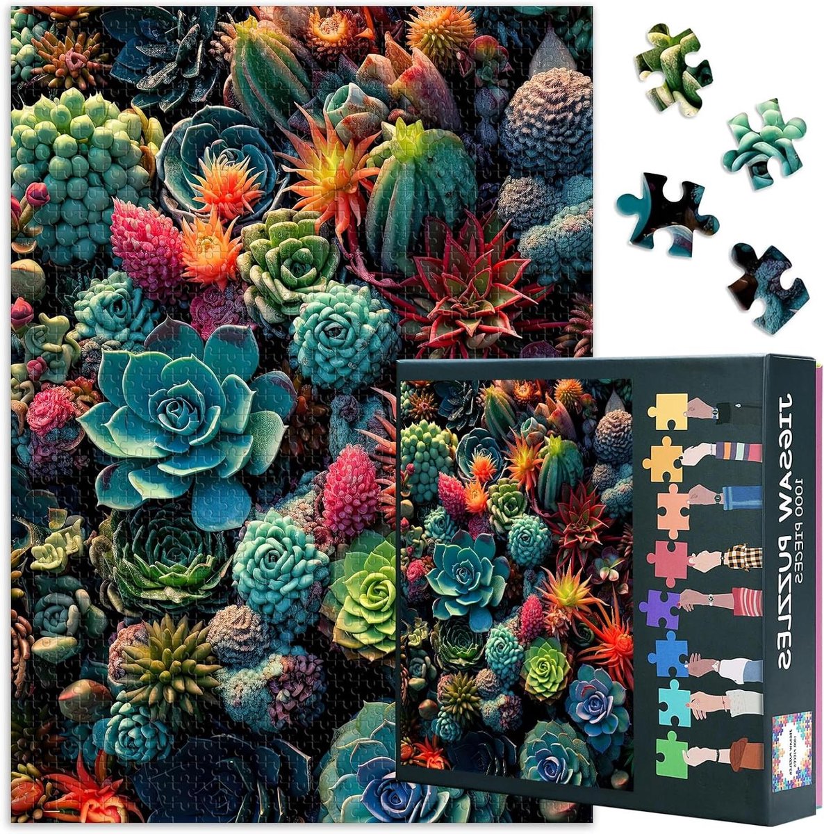 Legpuzzel 1000 stukjes - Puzzel volwassenen - Familie spelavond - Dikke karton kwaliteit - 70 x 50 cm - Vetplanten design