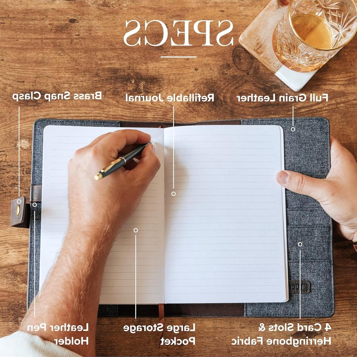 Leren Notitieboek - Dagboek Agenda - Reizen Schrijven - Met Penhouder - A5 Formaat - Bruin