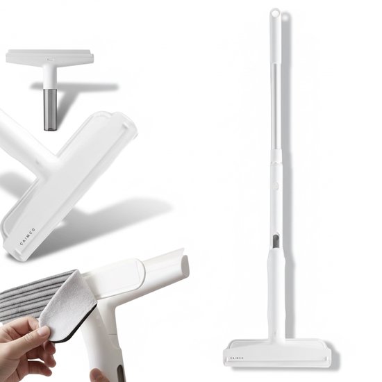 Caimco 3 in 1 Ramenwisser met Steel – Telescopische Ramenwasser – Incl. 2x Microvezeldoek – Ruitenreiniger met Waterreservoir – Streeploos Ramen Wassen