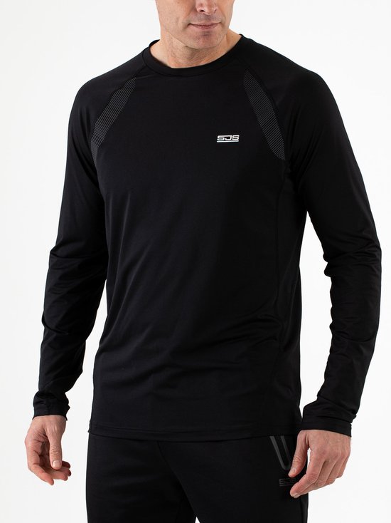Sjeng Sports NAUDER - Heren Sportshirt Longsleeve - Zwart - Ademend - Tennis en Fitness - Sneldrogend - Sportkleding