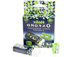 Helix Oxford Geo Eraser and Pencil Sharpener - Green